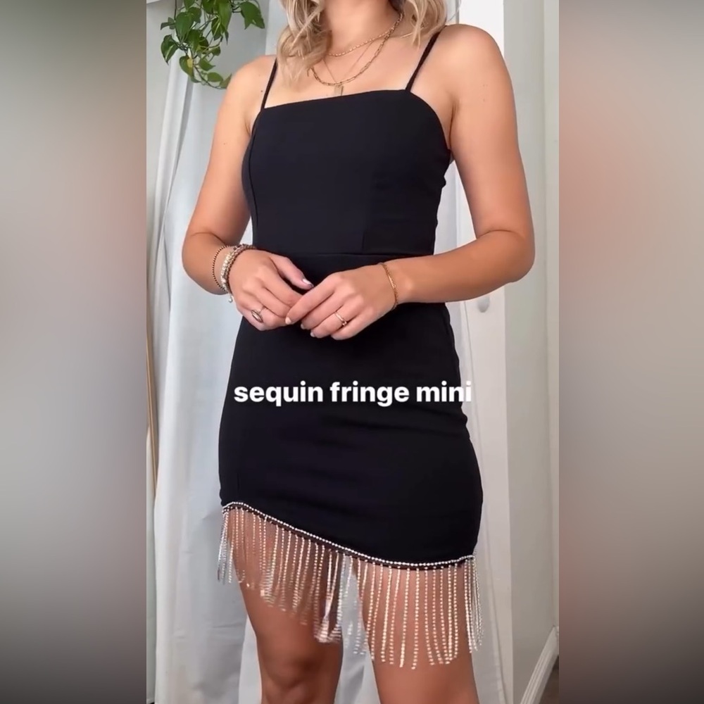 Rhinestone Fringe Mini Dress 🪩